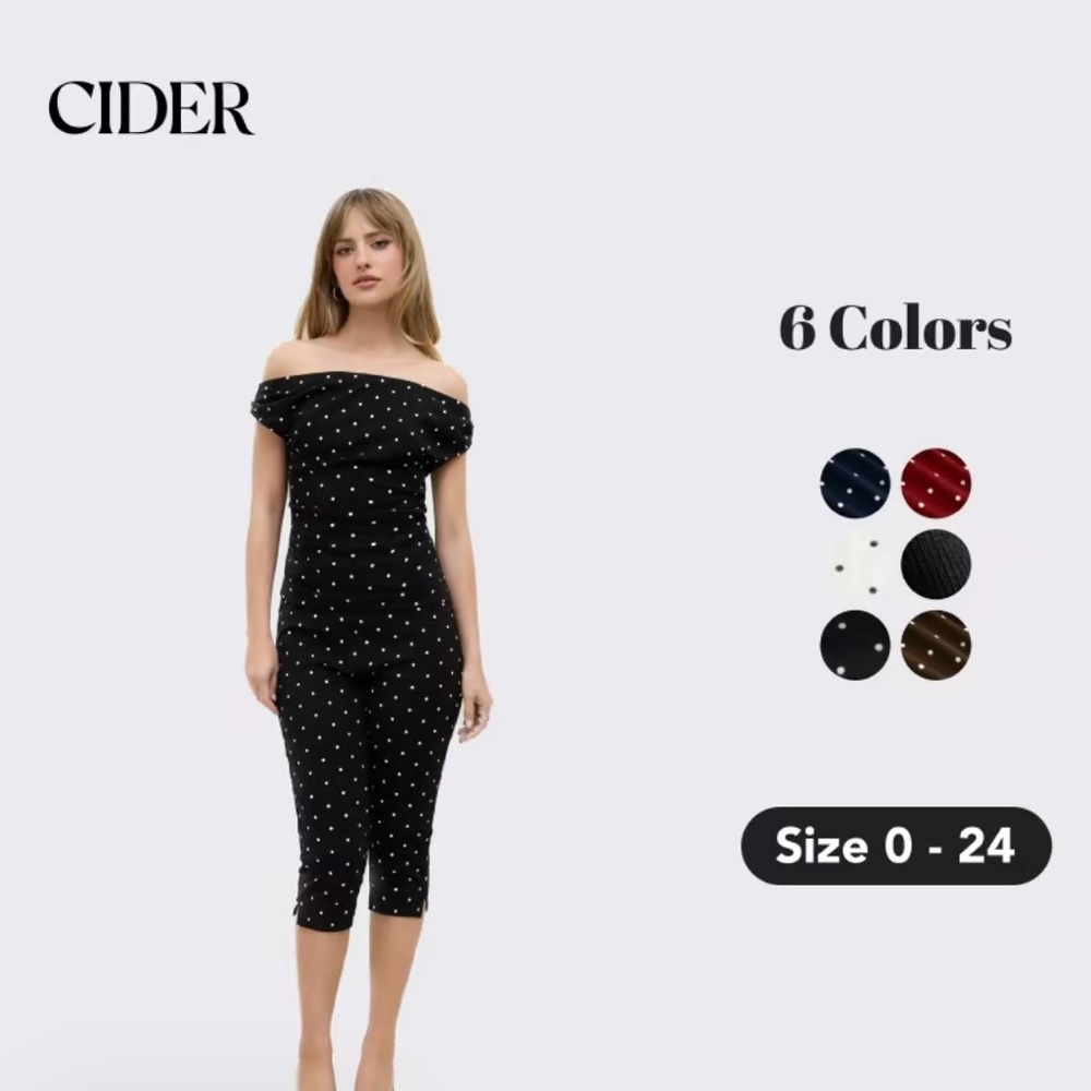 SOLD Cider Black and White Off-Shoulder Top & Capri Legging Set